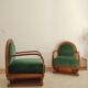 Paire de fauteuils art déco - velour de mohair vert