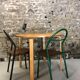 Round dining table in vintage wood