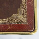 Louis XV style bureau plat with lake scene decoration. Circa 1850.
