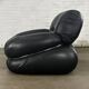 Okay armchair by Adriano Piazzesi in black leather with ottoman