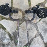 Pair of wrought iron andirons