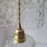 Trio of molded glass pendant lights