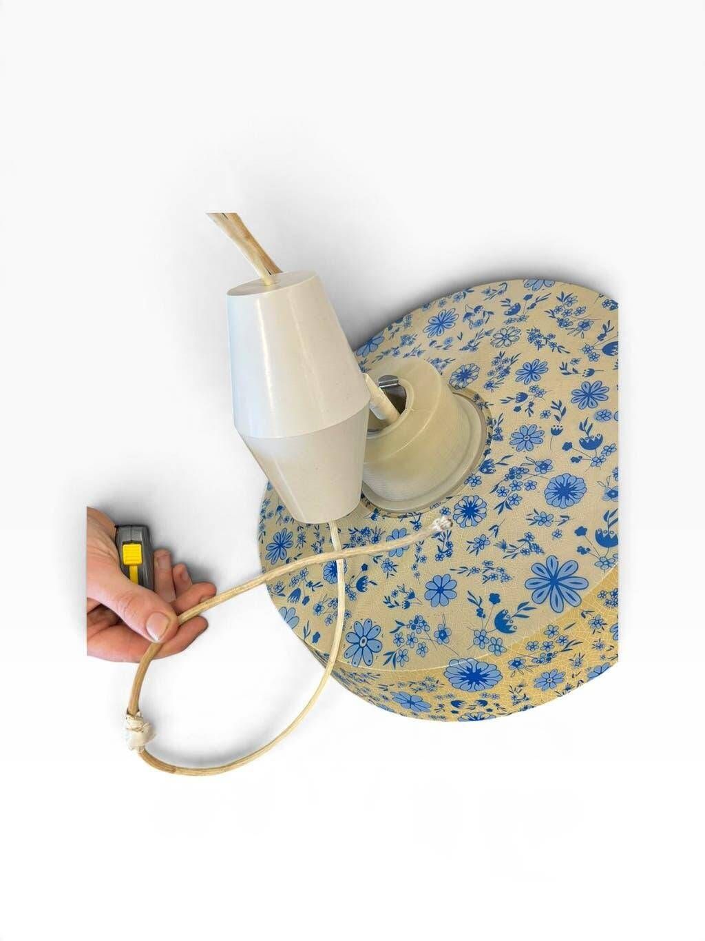 Vintage blue floral patterned pendant light/chandelier.