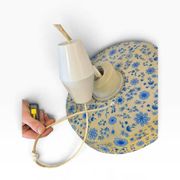 Suspension/lustre/plafonnier vintage bleu à motif floral