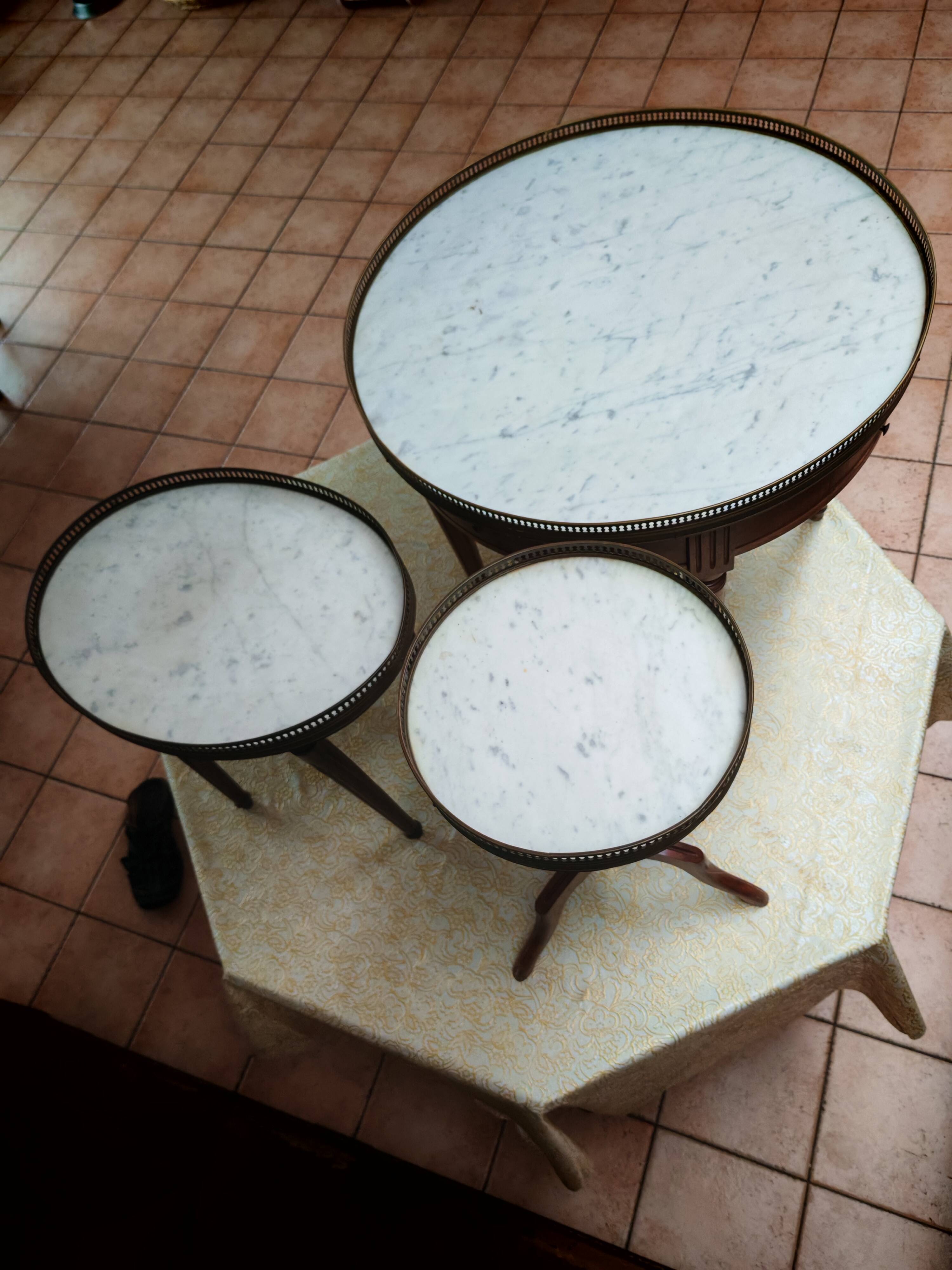 3 tripod bouillotte tables in Louis XVI style