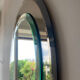 Miroir rond en cristal moulu Italie années 70 signé Lupi Cristal Luxor 67cm