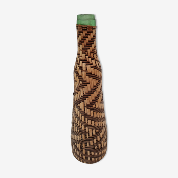 Bottle braided rattan cover from 1970