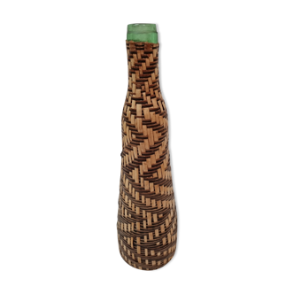 Bottle braided rattan cover from 1970