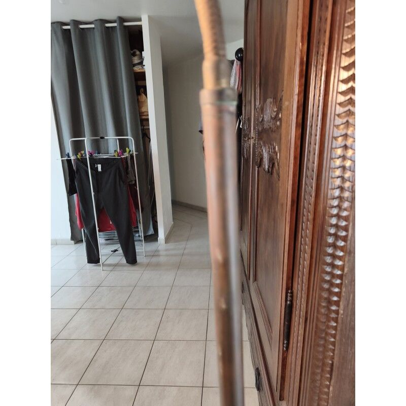 Brass floor lamp with glass shade