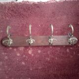Wall coat rack wood and brass
