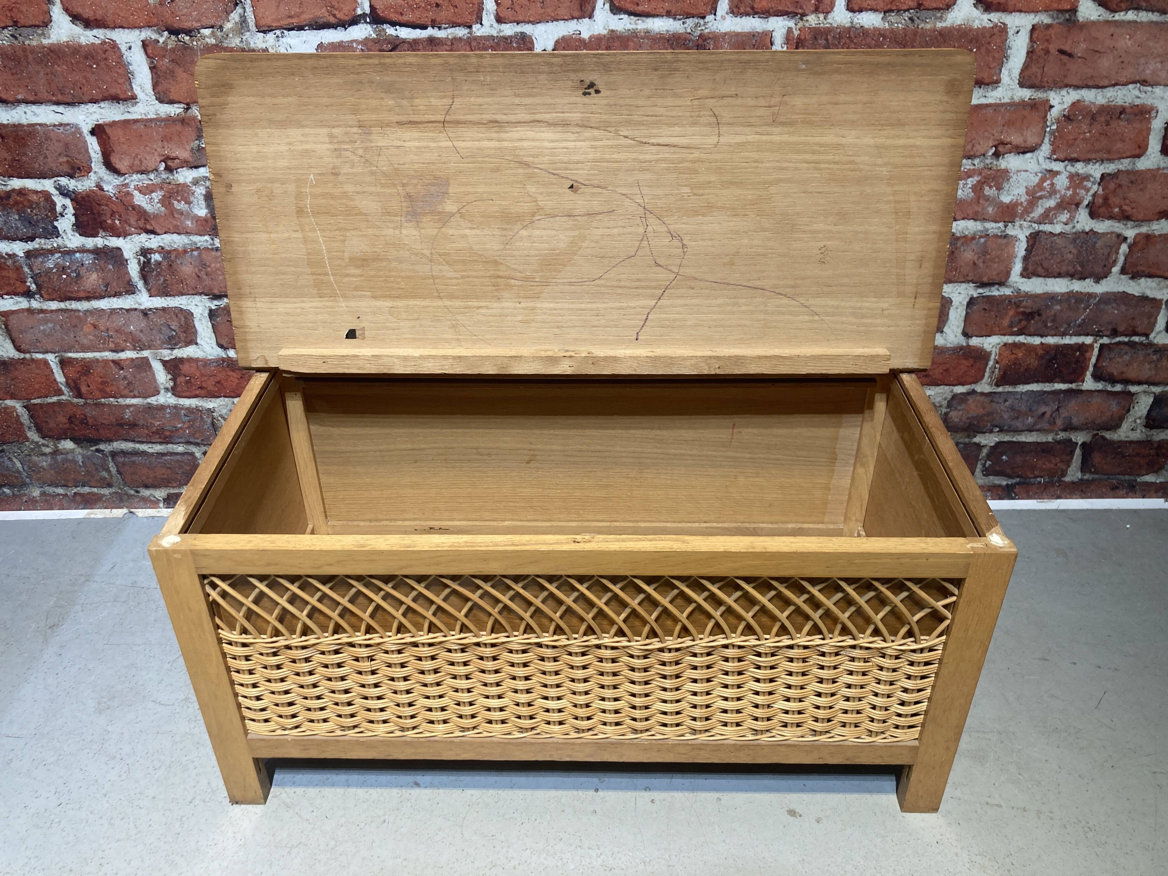 Wood and rattan chest bench