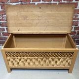 Wood and rattan chest bench