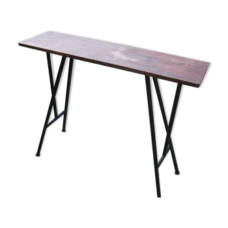 Workshop high table selette wooden top and metal tubes