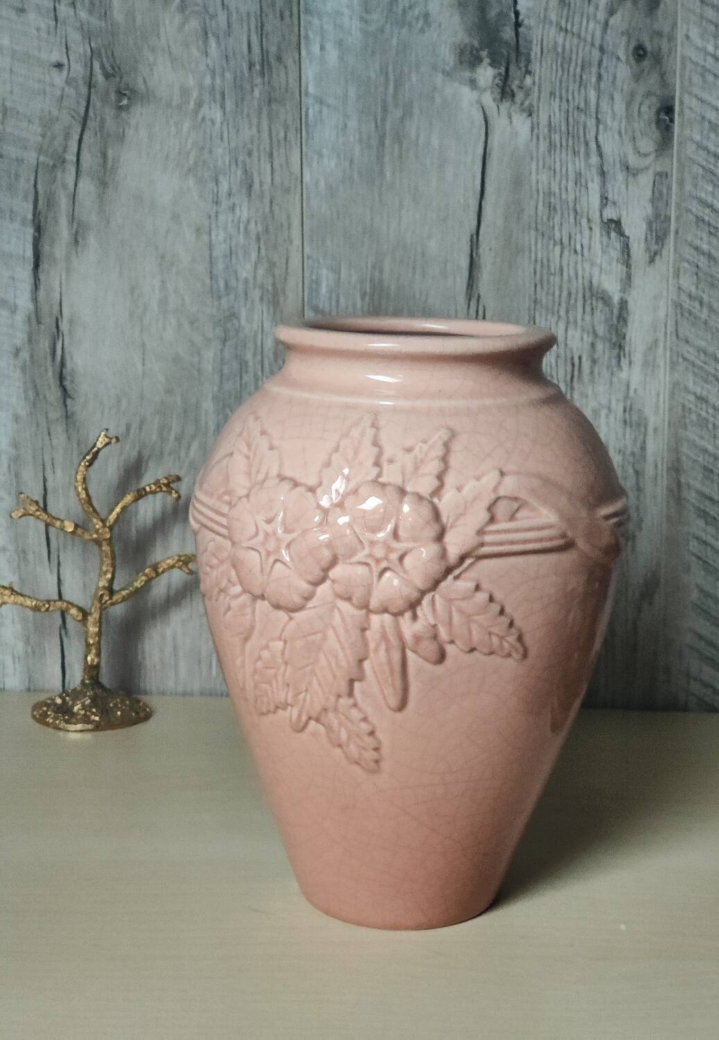Vase craquelé rose