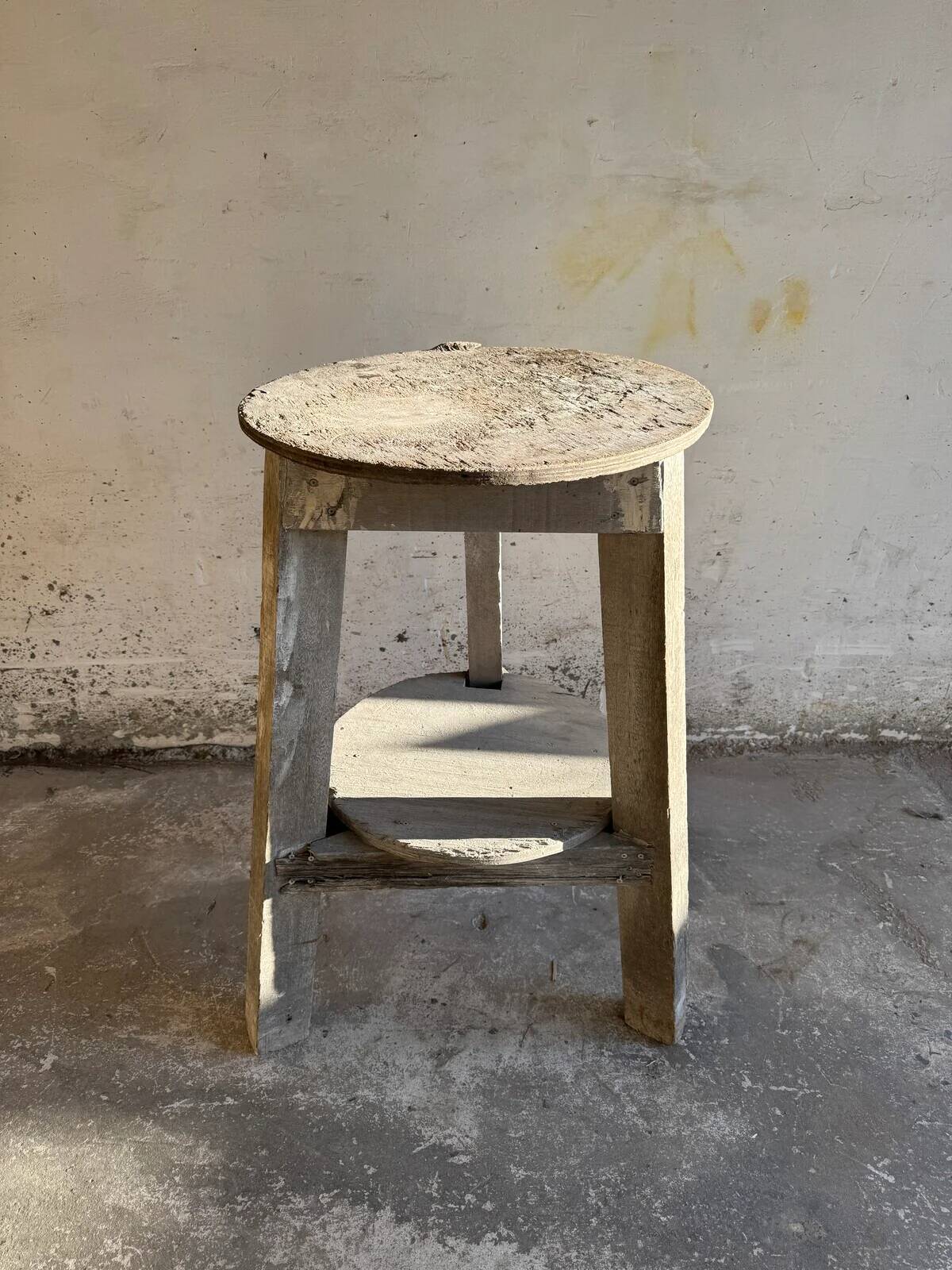 Vintage Rustic Wooden Side Table in Natural Wood Tones, Solid Wood, 1970s