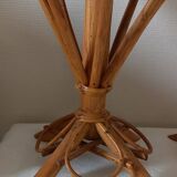 Pair of vintage bamboo and chestnut side tables by Pascal Raffier.