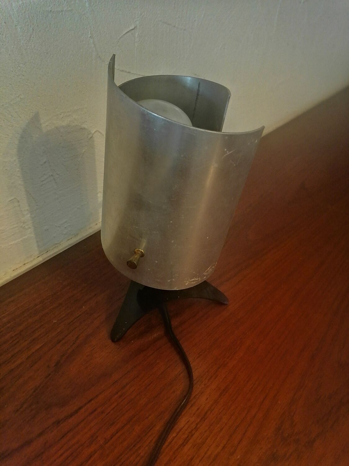 Bedside lamp desk guariche style rockabilly brushed steel 1960