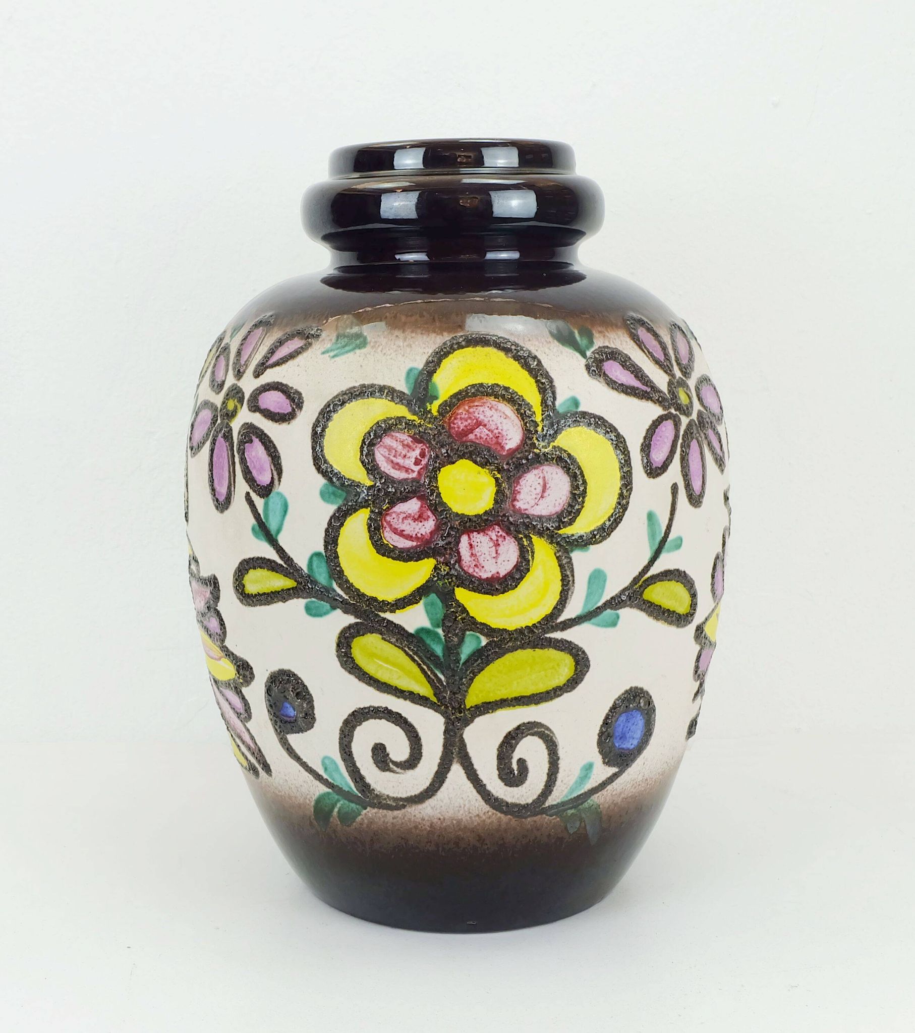 huge scheurich  FLOORVASE colorful fat lava flower decor model 286-42