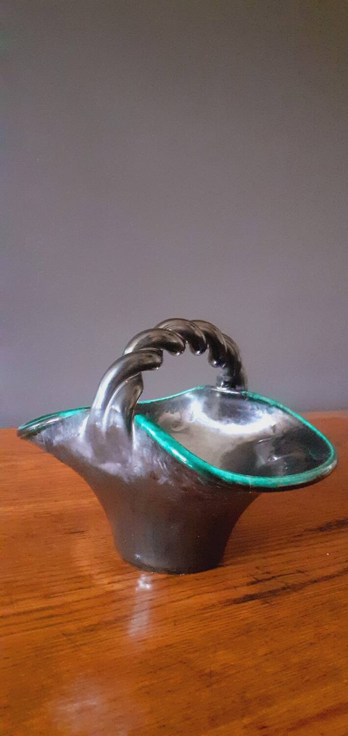 Ceramic bowl, basket from the 50s by Accolay Yonne
