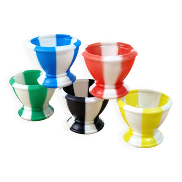 5 egg cups in the shape of a diabolo from the 60s/70s.