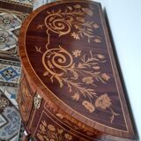 Commode demi-lune ancienne circa 1930 marqueterie