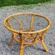Round rattan coffee table with glass top from the 70s