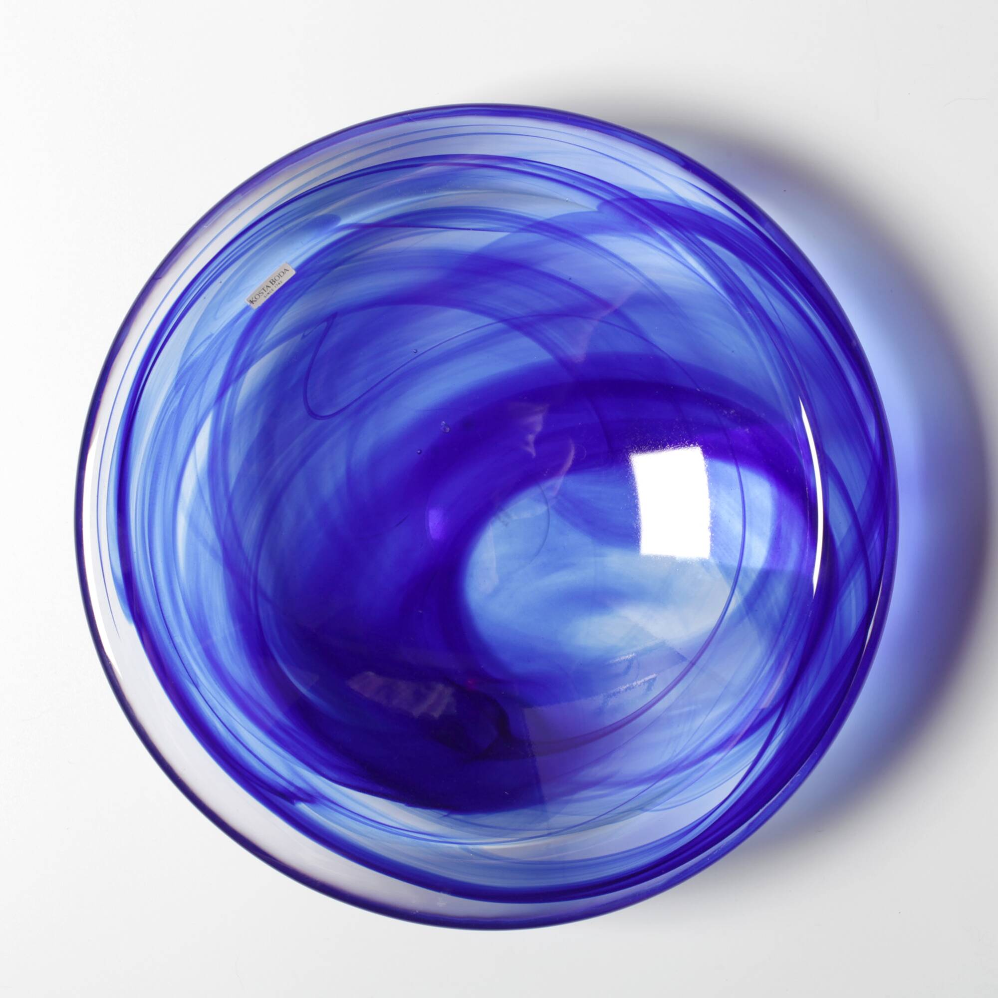 Large Blue Glass Bowl Atoll by Anna Ehrner for Kosta Boda / Sweden / 1990