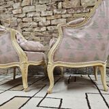 Pair of 1960s silk bergère armchairs