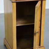 Antique wooden 1-door hallway/nightstand with a light marble top