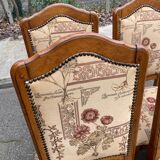 6 Louis XIII chairs in solid wood with floral fabric from the 20th century.
