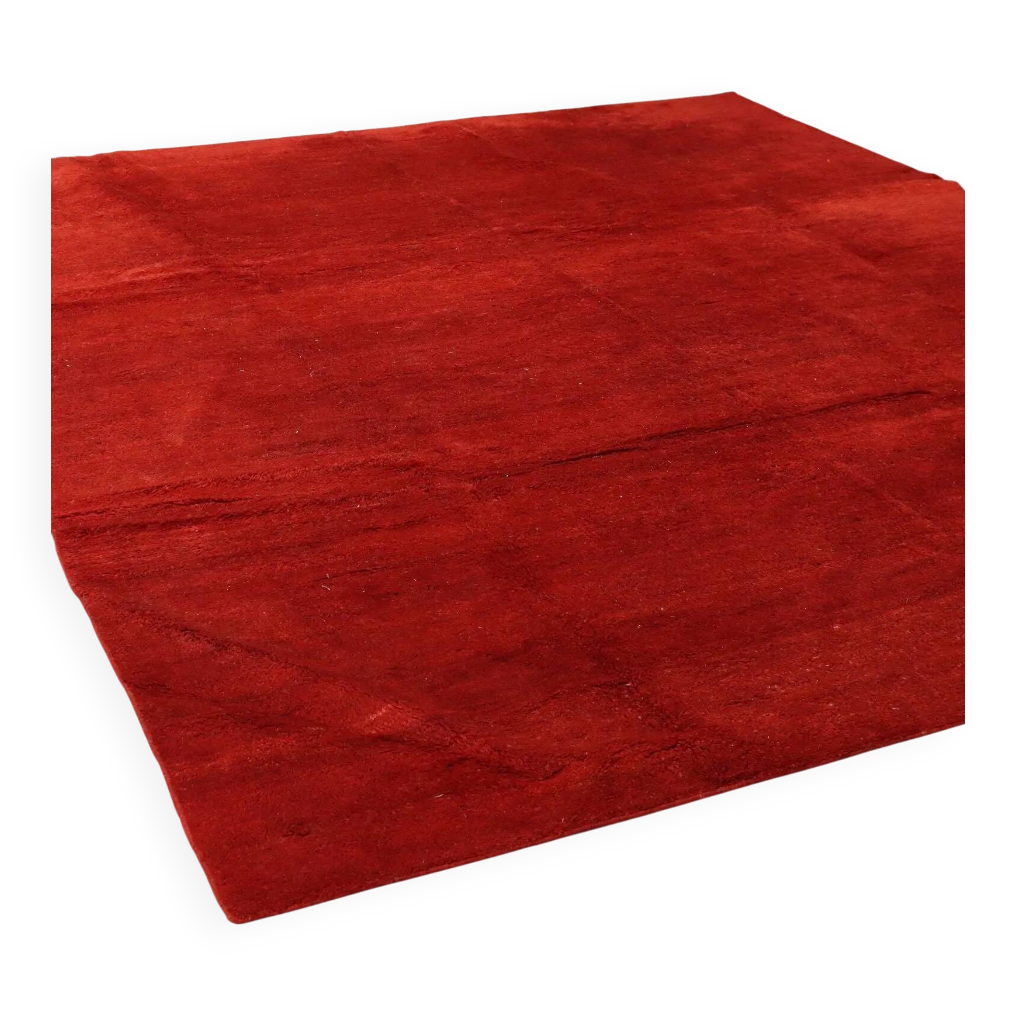 Ancient Asian wool rug, thick knotting, handmade 118 x 98 in.