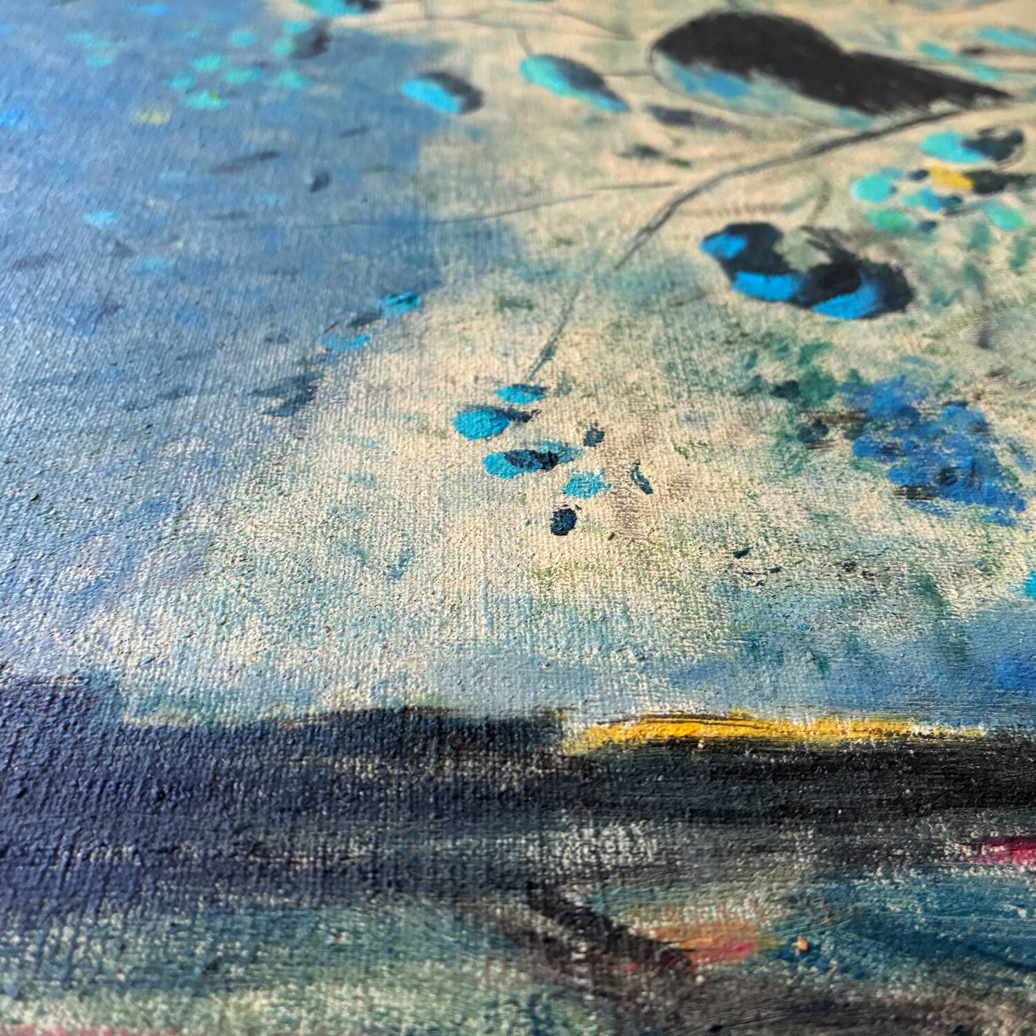 Huile Sur Toile Encadrée D’après L’œuvre Bouddha De Odilon Redon 100cm