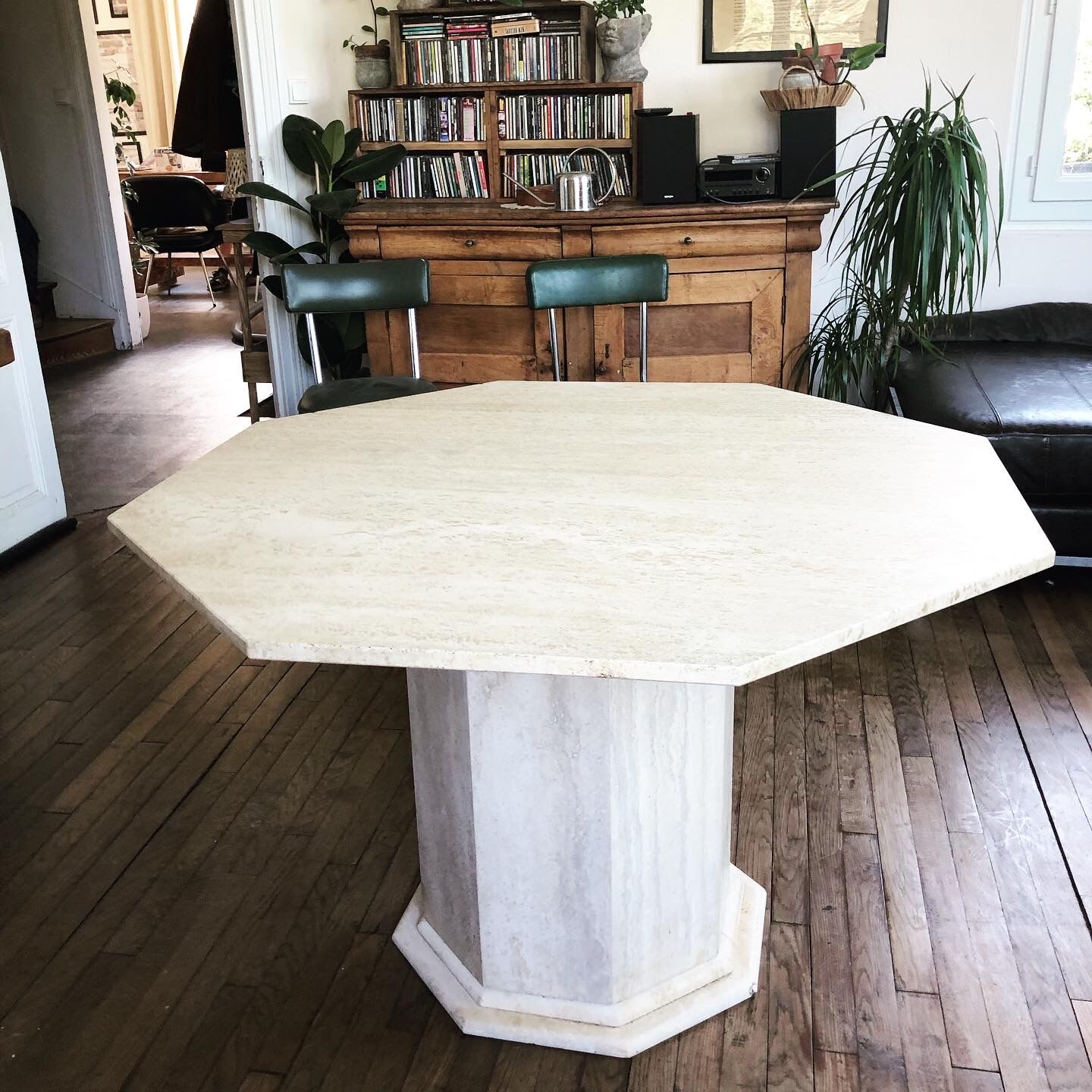 Travertine dining table
