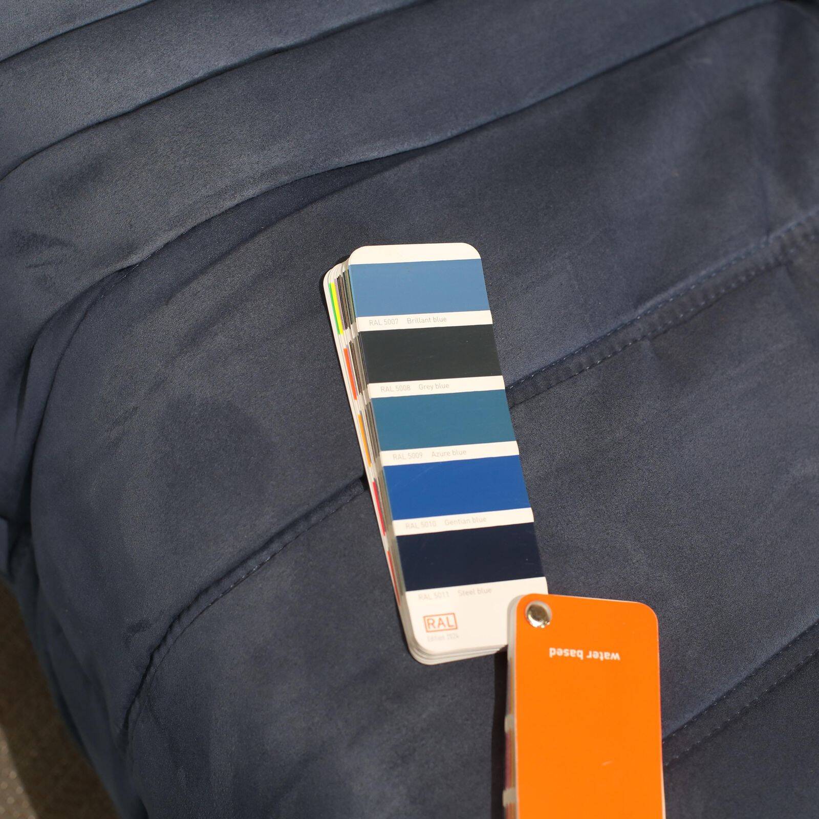 Ligne Roset two-seater blue Togo sofa by Michel Ducaroy