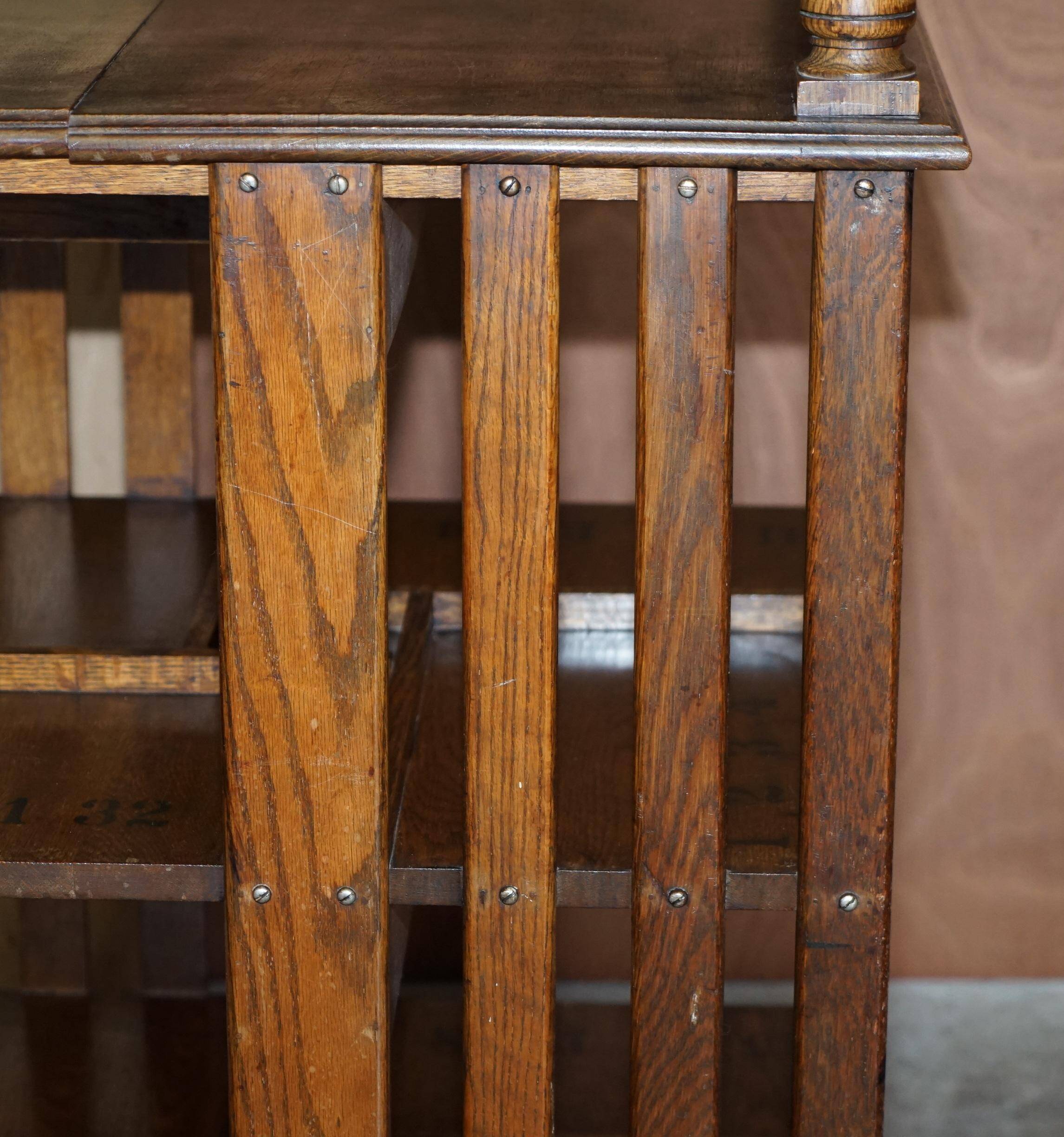 Victorian oak revolving library table circa 1880.