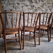 Set of 6 Fischel bentwood bistro chairs, Czechoslovakia, circa 1930–1950.