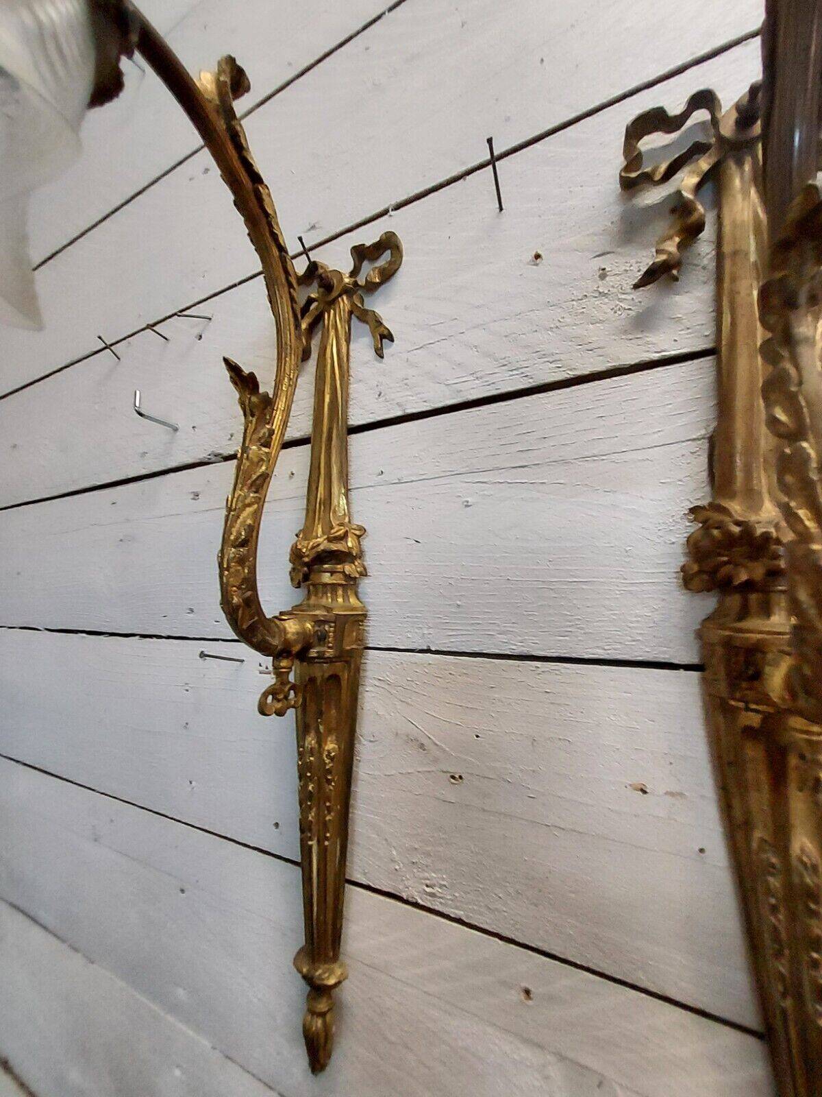 Louis xvi style wall lights in bronze (pair)
