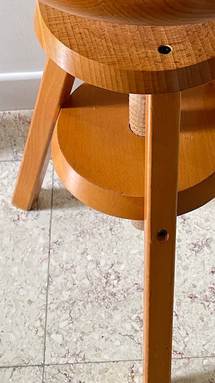 Vintage Solid Beech Screw Stool