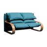 2 seater sofa blue fabric 1970