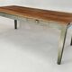 Solid oak farmhouse table with two drawers and two extensions, 306 cm.