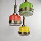 Rare pendant lamp from Italy in 3 colours of glass attributed to Stilnovo
