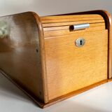Wooden box with curtain vintage storage