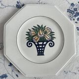 Longwy Service of 6 Octagonal Plates, 1927–1928, Art Deco, stamped