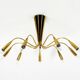 Beautiful large 9-arm Mid-Century Modern brass Sputnik ceiling lamp