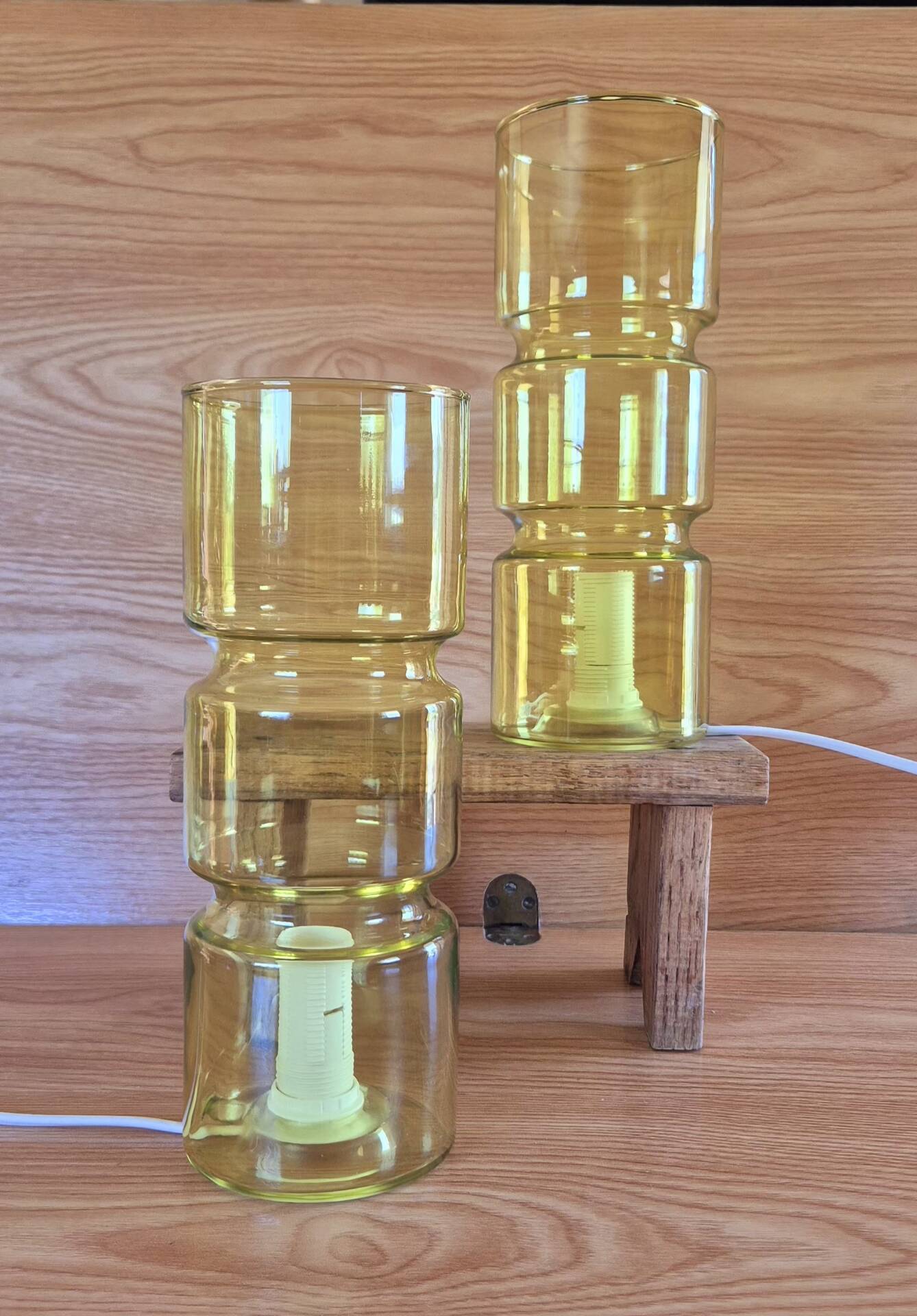 2 Fitz model lamps in yellow glass, Habitat edition.