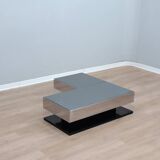 Vintage mirror glass coffee table NY FORM 1960s