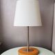 Wooden and metal lamp with plastic lampshade from the 1980s