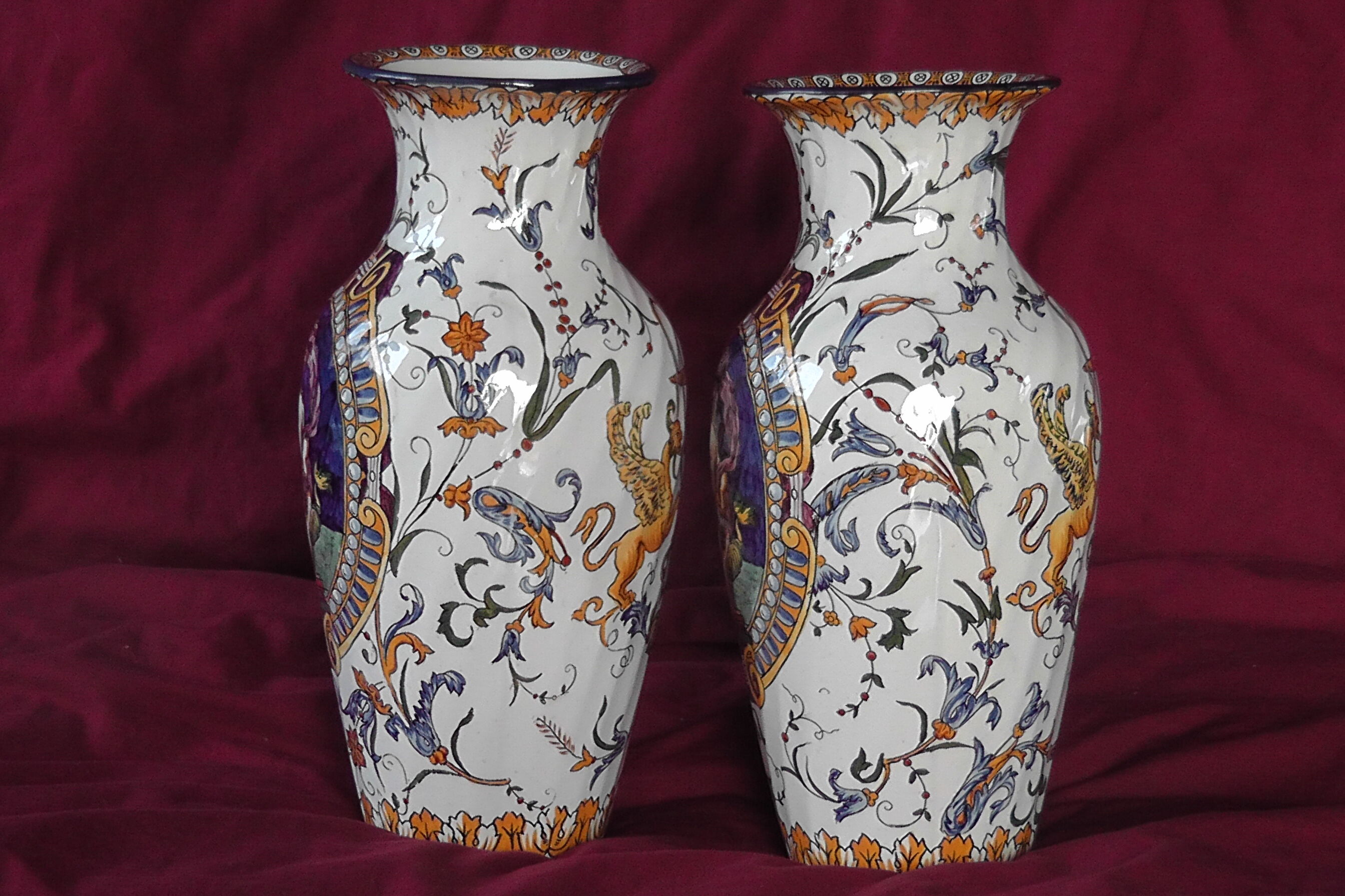 Two earthenware vases from Gien late nineteenth century