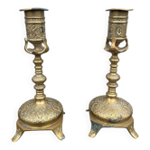 Ancienne paire de  bougeoirs