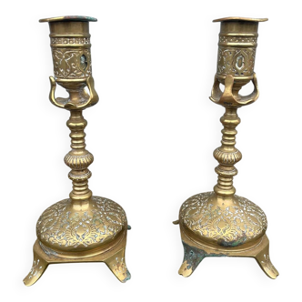 Ancienne paire de  bougeoirs